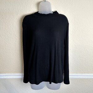Maurices Womens 1X Black Ribbed Long Sleeve Shirt Mock Neck Casual Layering